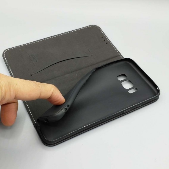 Schwarz Edel Leder Etui Case Cover Galaxy Note 8