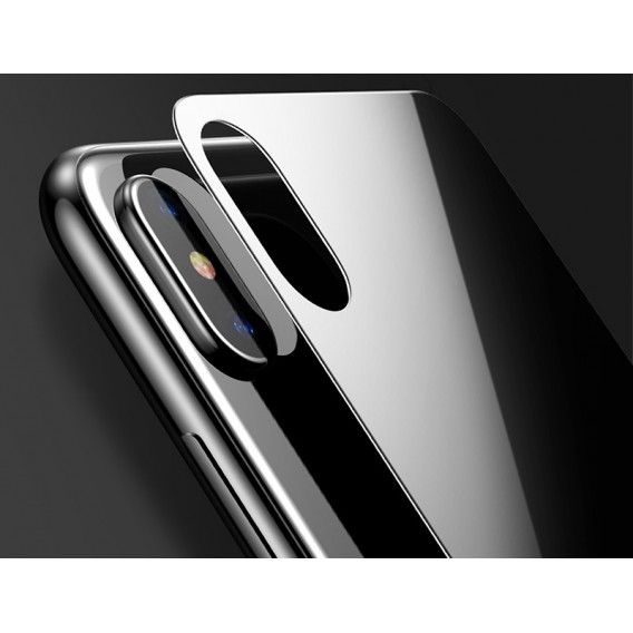 Baseus Panzerglas Rückseite Schwarz iPhone X