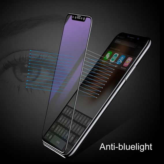 Baseus PET Panzerglas 0.23mm Schwarz iPhone X Anti-Bluelight