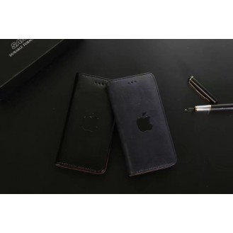 Leder Book Wallet Case iPhone X Schwarz