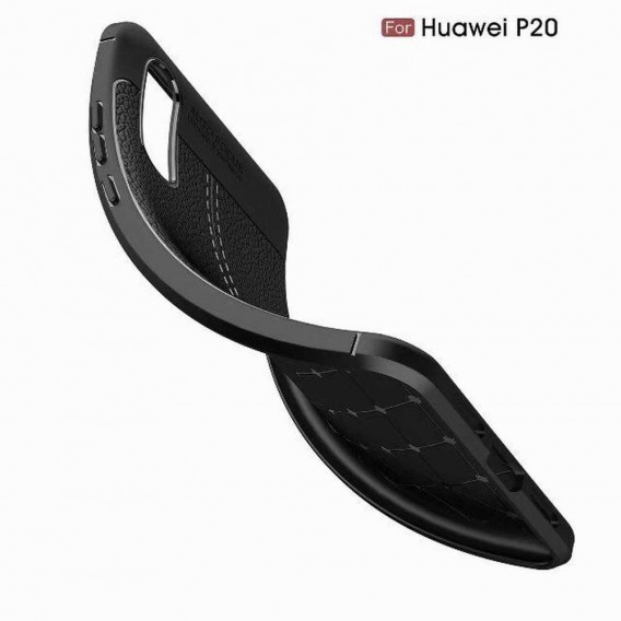 Huawei P20 Luxushülle Leder Backcover Schwarz