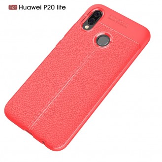 Huawei P20 Lite Luxushülle Leder Backcover Rot