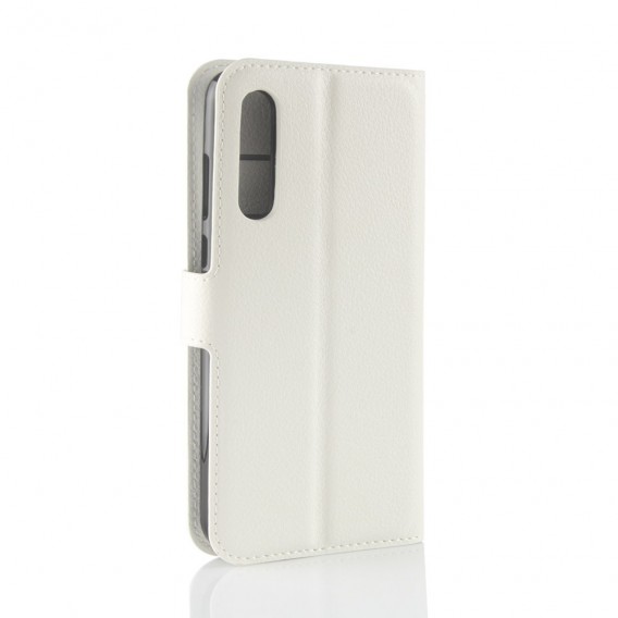 Leder Book Case Etui Huawei P20 Pro Weiss