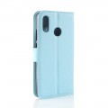 Leder Book Case Etui Huawei P20 Lite Blau