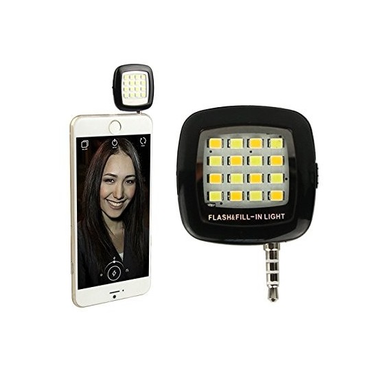 Selfie LED Licht Lampe Handy Smartphone Blitzlicht schwarz