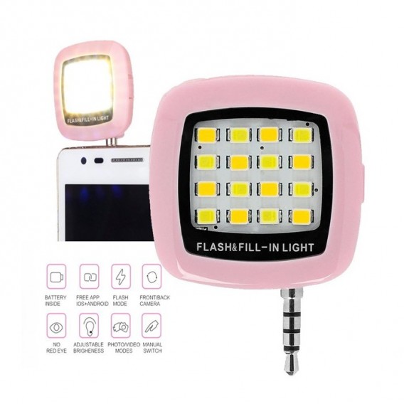 Selfie LED Licht Lampe Handy Smartphone Blitzlicht Pink