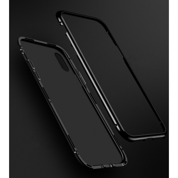 360° Magnet Cover Hülle iPhone X Schwarz + Panzer
