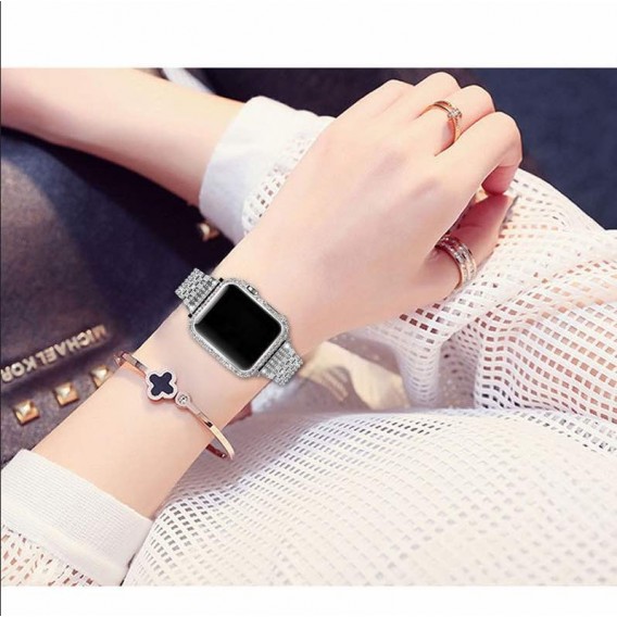 Bling Diamant Edelstahl Uhrenarmband für Apple Watch 3 2 1 38mm