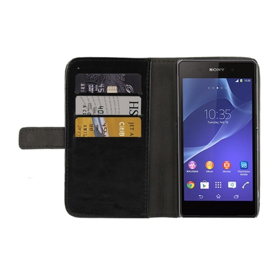 Leder Kreditkarte Slot Ledertasche Etui Sony Xperia Z2 / L50w
