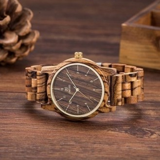 UWOOD Natural Wood Watches Holzuhr Zebraholz