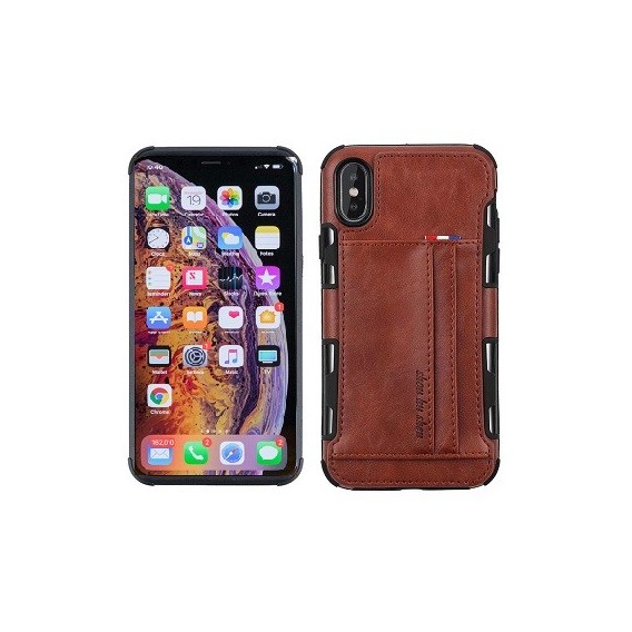 iPhone XS Wallet Leder Case Hülle Braun