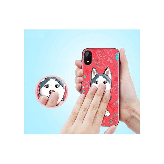 iPhone XS 3D Hund Silikon Case Rot