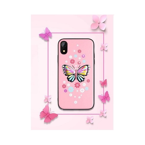 iPhone XS Butterfly Silikon Case Pink