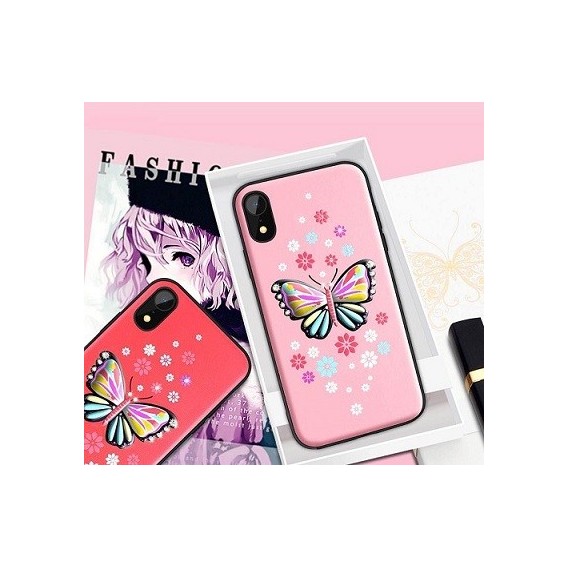 iPhone XS Butterfly Silikon Case Pink