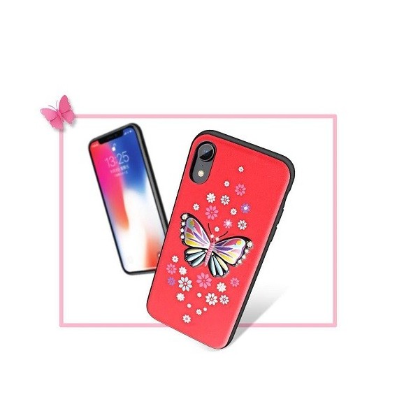 iPhone XS Butterfly Silikon Case Rot