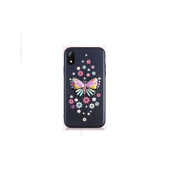 iPhone XS Butterfly Silikon Case Schwarz