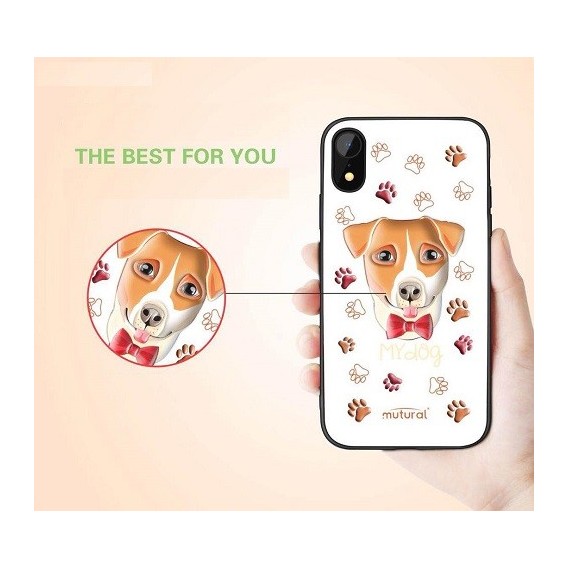 iPhone XR 3D Hund Silikon Case Weiss
