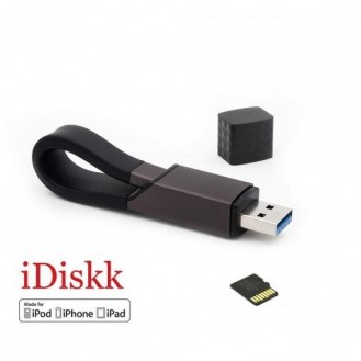 iDiskk RC002 Lightning / USB Kartenleser für Apple iPhone, iPad, iPod, Silber, Blister