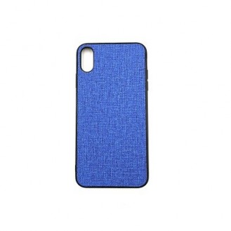 iPhone XR Silikon Stoff Leder Hülle Blau
