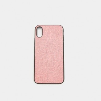 iPhone XR Silikon Stoff Leder Hülle Rosa