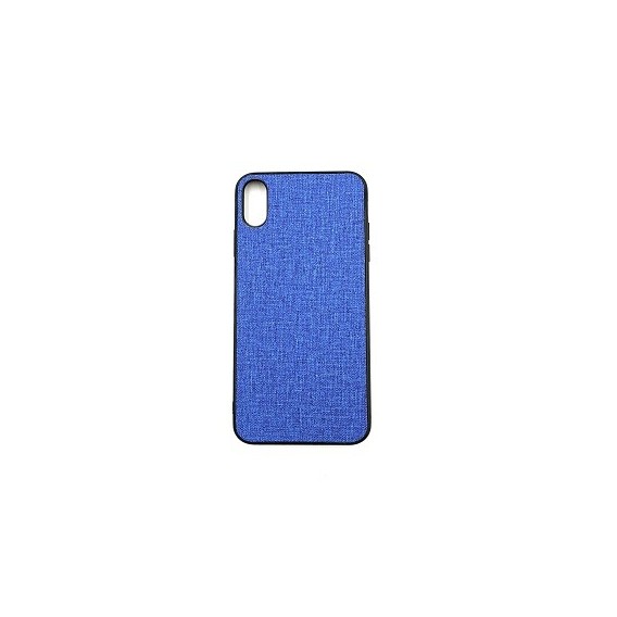 iPhone XS Max Silikon Stoff Leder Hülle Blau
