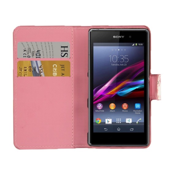 Sony Xperia Z1 Compact Leder Kreditkarte Etui Frühling