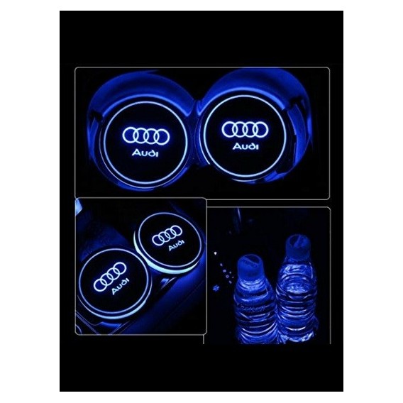 2 LED Cup Holder Halter Matte Pad Auto Flasche Audi
