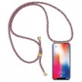 PT line TPU Schutzhülle mit Umhängeband für iPhone X/XS, Transparent / Mix Rot, Gold, Silber