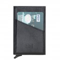 Bouletta Mini Kreditkarten Leder Etui Geldbörse mit Kartenauswurf-Mechanismus (RFID Schutz) - Schwarz