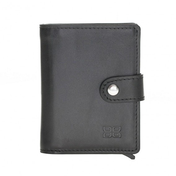 Bouletta Palermo Kreditkarten Leder Etui Geldbörse mit Kartenauswurf-Mechanismus (RFID Schutz) - Schwarz