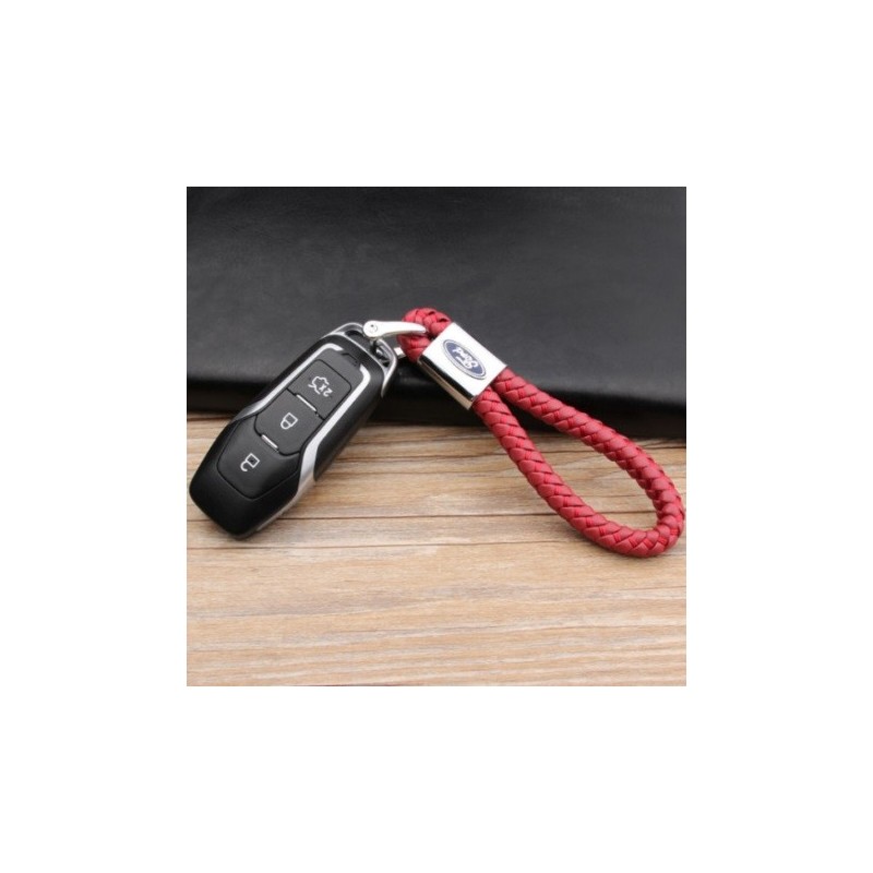 Ford Schlüsselanhänger Leder Rot (Gravuroption Auf Wunsch)