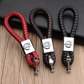 Volvo Schlüsselanhänger Leder Rot (Auf Wunsch mit Gravur)