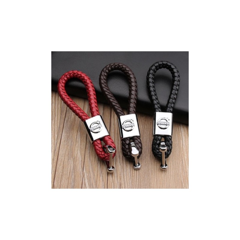 Volvo Leder Schlüsselanhänger aus Schwarz (Auf Anfrage Gravur)