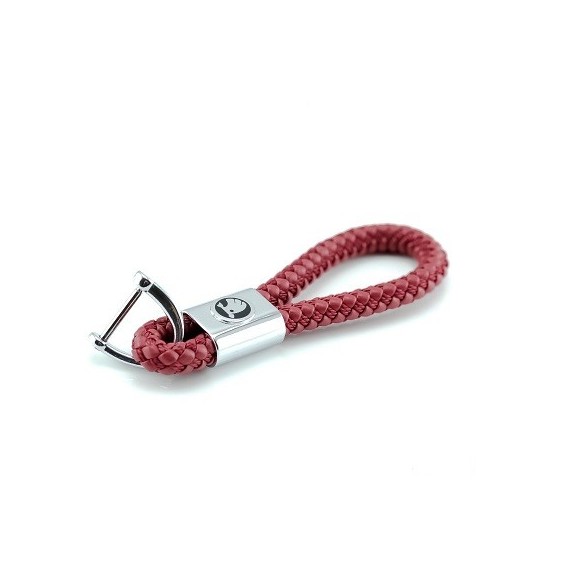 Skoda Schlüsselanhänger Leder Rot (Auf Wunsch mit Gravur)
