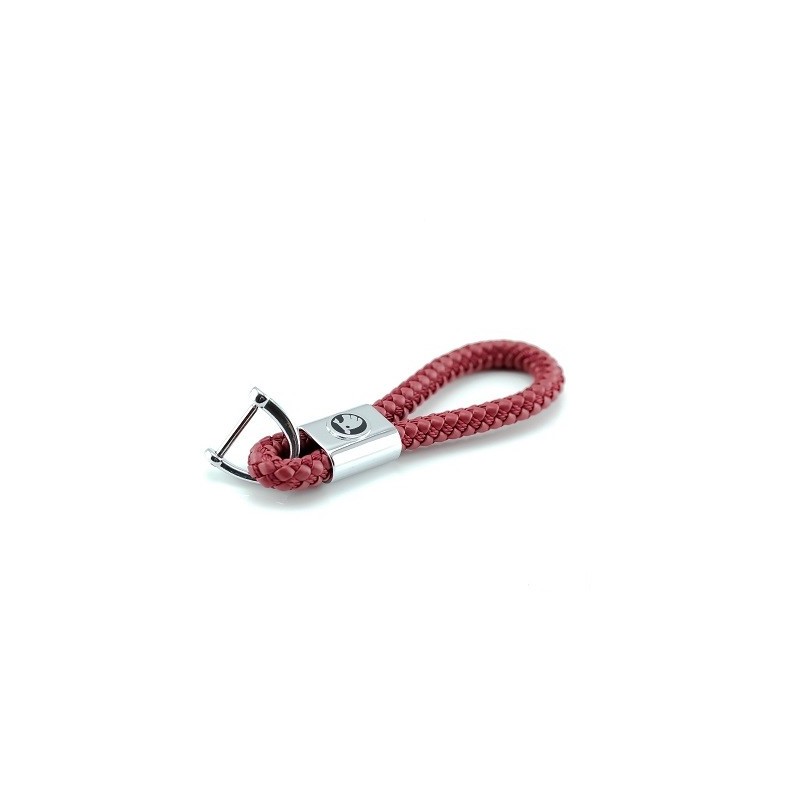 Skoda Leder Schlüsselanhänger aus Rot (Auf Wunsch Gravur)