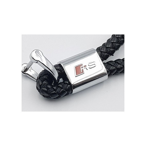Audi RS Schlüsselanhänger  Leder Schwarz  (Auf Wunsch mit Gravur)