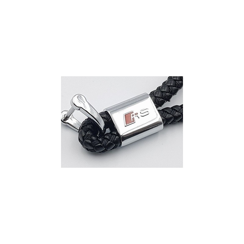 Audi S Line Carbon Leder Schlüsselanhänger aus Schwarz mit Gravur
