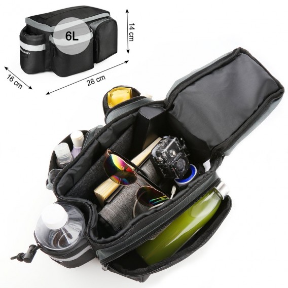 Fahrradtasche Gepäcktasche Gepäckträger Tasche mit Schulterriemen 6L schwarz