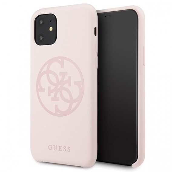 Guess - 4G Silicon Collection Print Logo Case - Apple iPhone 11 - Hellpink - Hard Cover - Schutzhülle