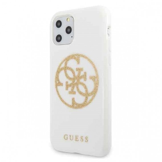 Guess Silikon Case   4G Circle Logo für Iphone 11 Pro Weiss
