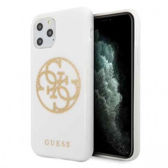 Guess Silikon Case   4G Circle Logo für Iphone 11 Pro Weiss