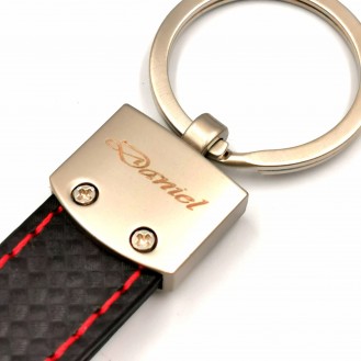 AMG Carbon Schlüsselanhänger Leder Schwarz (Auf Wunsch mit Gravur)