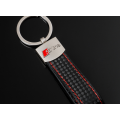Audi S Line Carbon Schlüsselanhänger Leder Schwarz (Auf Wunsch mit Gravur)