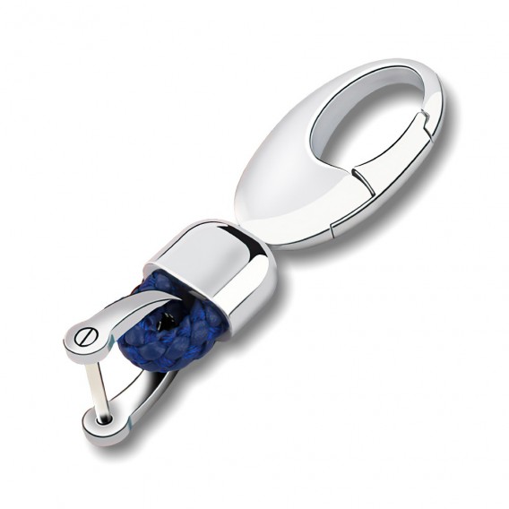 Eleganz Schlüsselanhänger Leder Blau (Auf Wunsch mit Gravur)