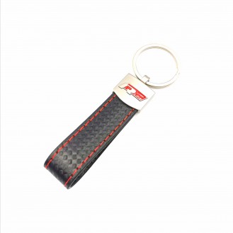 R Line Carbon Schlüsselanhänger Leder Rot (Auf Wunsch mit Gravur)