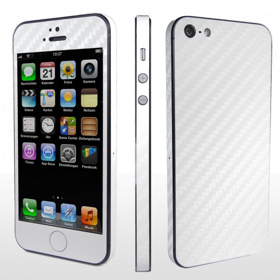 weiss Carbon Folie Sticker Skin für iPhone 5 5S SE
