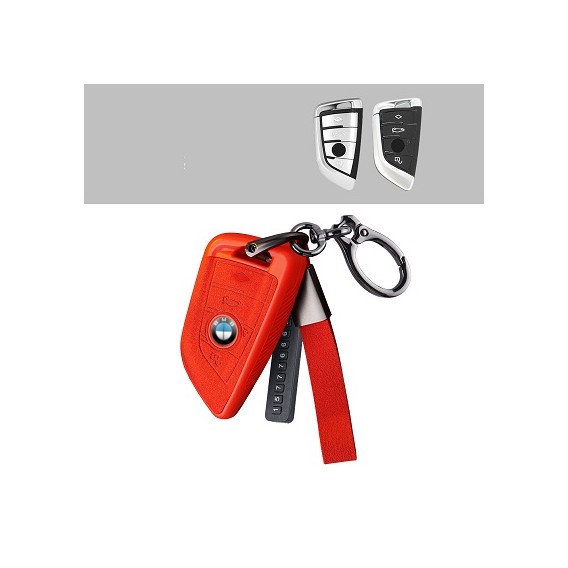 BMW Textil-Silikon Schlüssel Cover Schlüsselanhänger+ Band Rot