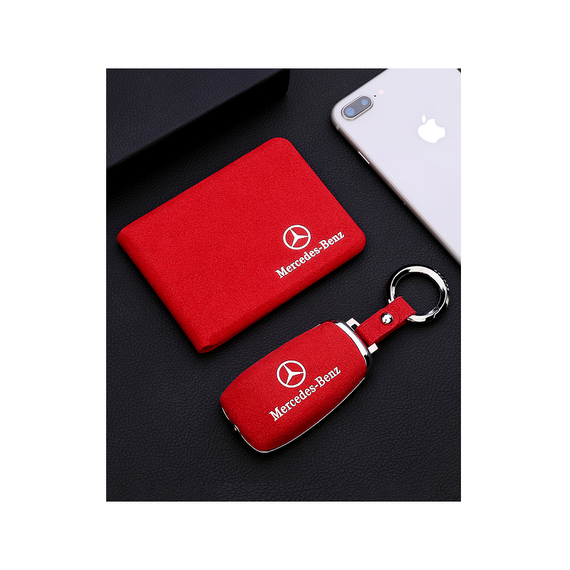 Chrom-Texstil Schlüsseletui Hülle und Brieftaschen Mercedes-Benz Rot