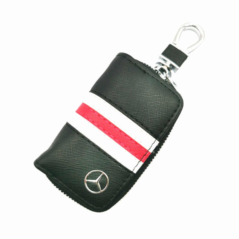 Mercedes Benz Schlüssel Etui Tasche Hülle AMG Leder Schwarz/Rot