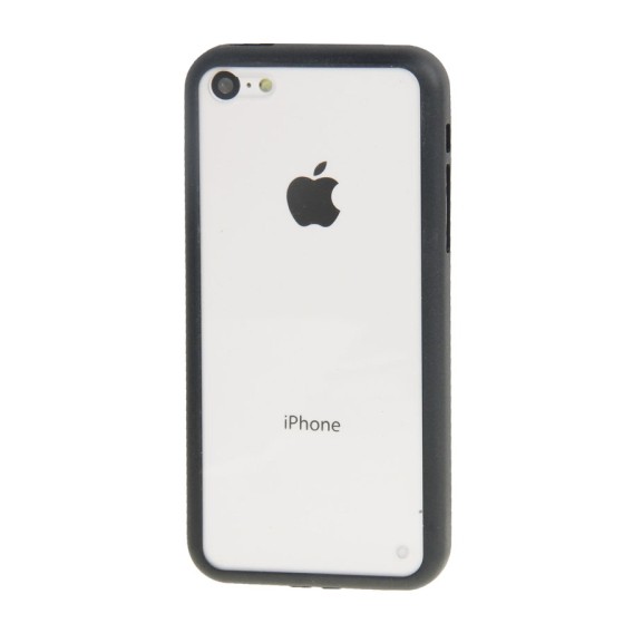 Transparent Plastik + TPU Rahmen Hülle iPhone 5C (Black)